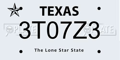 3T07Z3 Texas License Plate