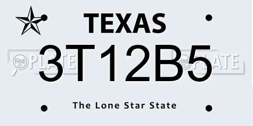 3T12B5 Texas License Plate