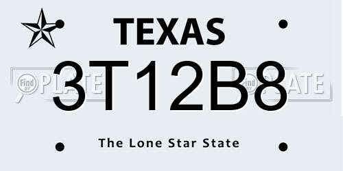 3T12B8 Texas License Plate
