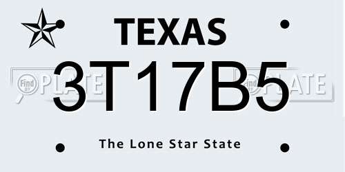 3T17B5 Texas License Plate