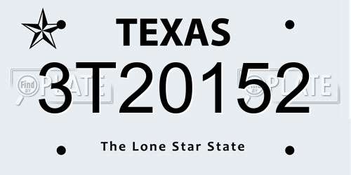 3T20152 Texas License Plate