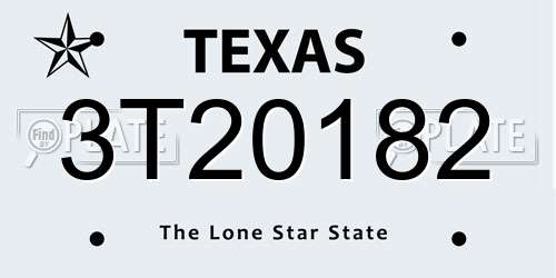 3T20182 Texas License Plate
