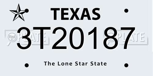 3T20187 Texas License Plate