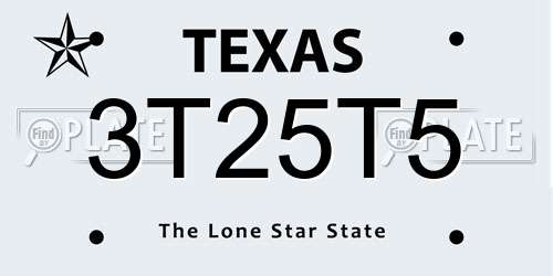 3T25T5 Texas License Plate