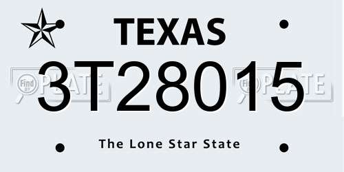 3T28015 Texas License Plate