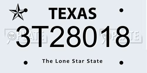 3T28018 Texas License Plate
