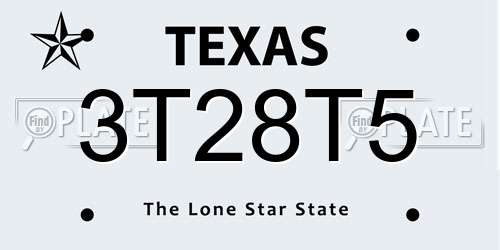 3T28T5 Texas License Plate