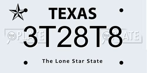 3T28T8 Texas License Plate