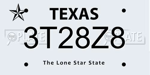 3T28Z8 Texas License Plate