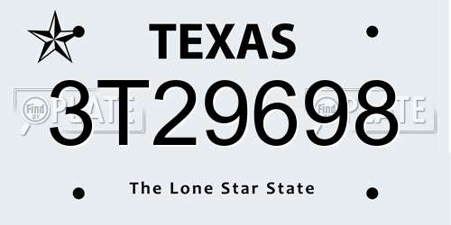 3T29698 Texas License Plate