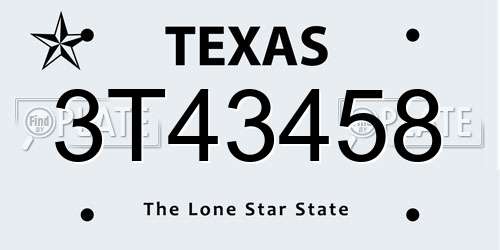 3T43458 Texas License Plate