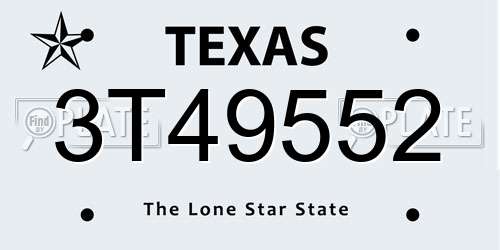 3T49552 Texas License Plate