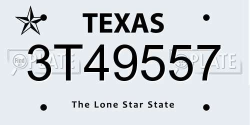 3T49557 Texas License Plate