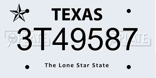 3T49587 Texas License Plate