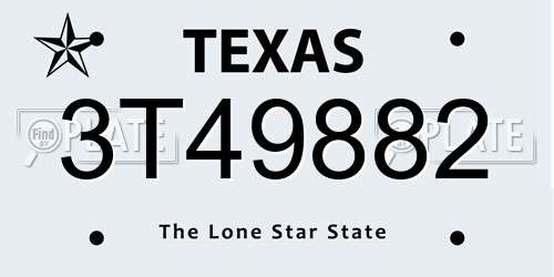3T49882 Texas License Plate