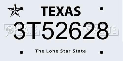 3T52628 Texas License Plate