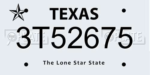 3T52675 Texas License Plate
