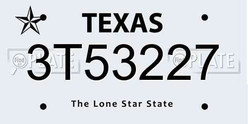 3T53227 Texas License Plate
