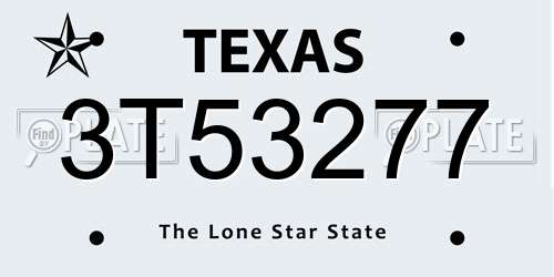3T53277 Texas License Plate