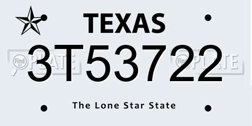 3T53722 Texas License Plate