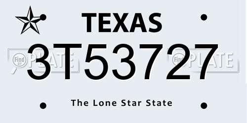 3T53727 Texas License Plate