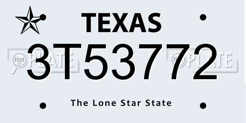3T53772 Texas License Plate