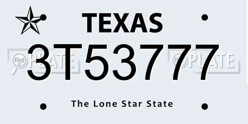 3T53777 Texas License Plate