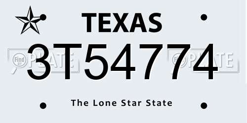 3T54774 Texas License Plate