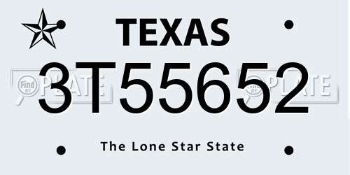 3T55652 Texas License Plate