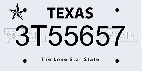 3T55657 Texas License Plate