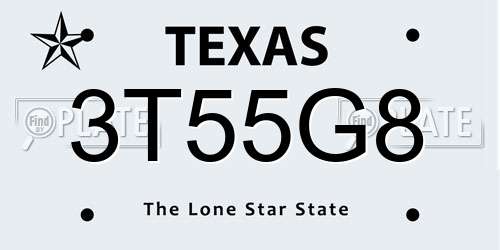 3T55G8 Texas License Plate