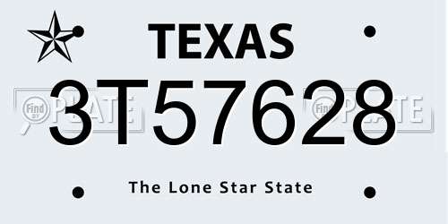 3T57628 Texas License Plate