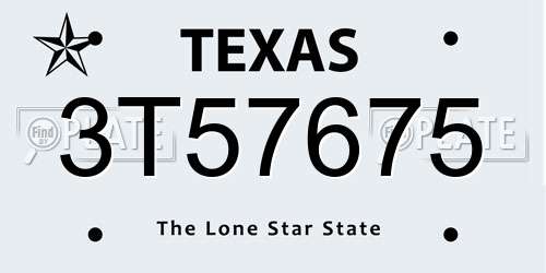 3T57675 Texas License Plate