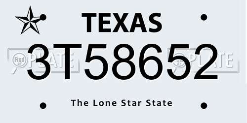 3T58652 Texas License Plate