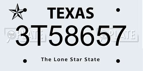 3T58657 Texas License Plate