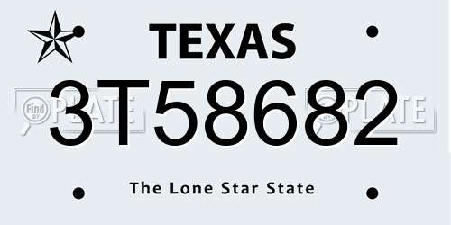 3T58682 Texas License Plate