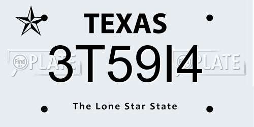3T59I4 Texas License Plate