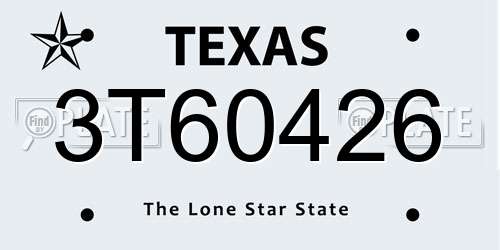 3T60426 Texas License Plate