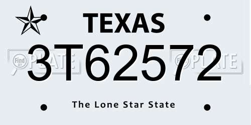 3T62572 Texas License Plate