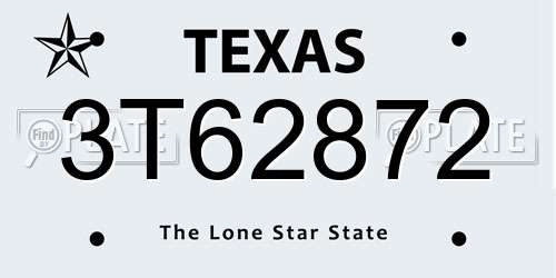 3T62872 Texas License Plate