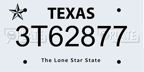 3T62877 Texas License Plate