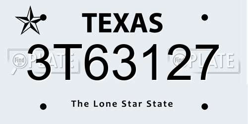 3T63127 Texas License Plate