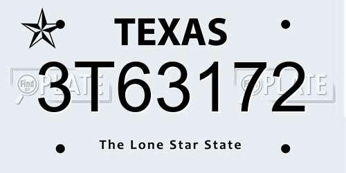 3T63172 Texas License Plate
