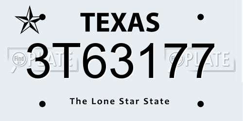 3T63177 Texas License Plate