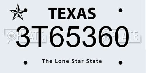 3T65360 Texas License Plate