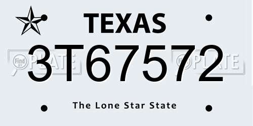 3T67572 Texas License Plate