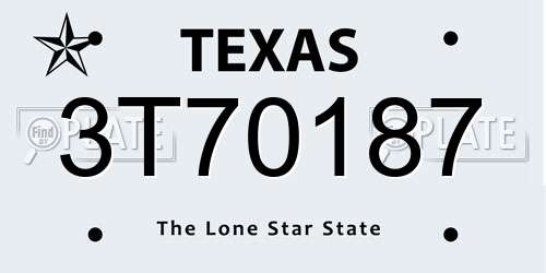 3T70187 Texas License Plate