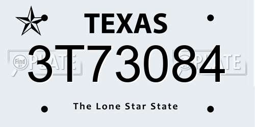 3T73084 Texas License Plate