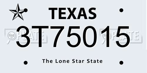 3T75015 Texas License Plate