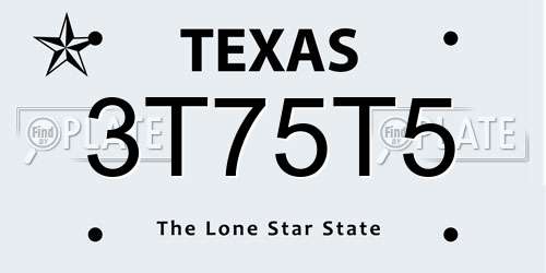3T75T5 Texas License Plate